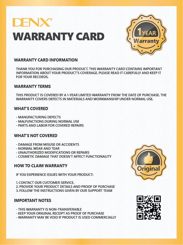 DENX Warranty Card